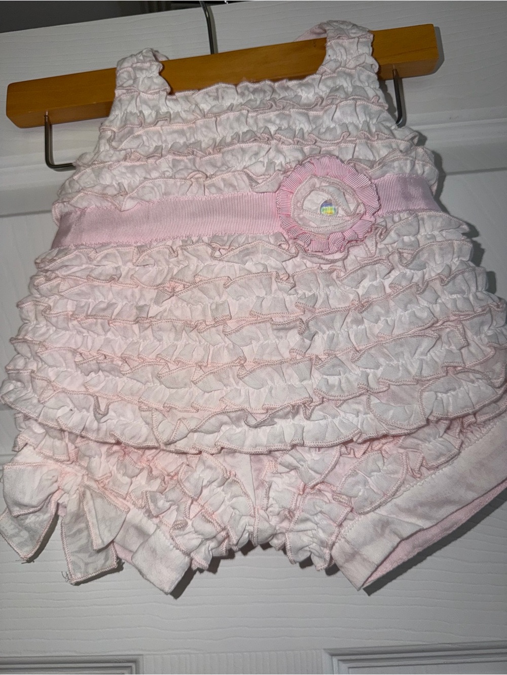 Biscotti Pink Ruffle Bubble 2 piece set with Flower Trim